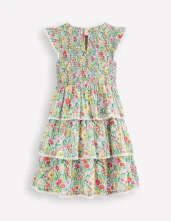 Boden Robes-Robe tissée à dentelle et volants Motif Spring Floral multi
