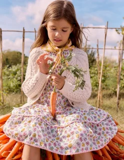 Boden Robes-Robe tissée à dentelle et volants Motif Rosa ivoire doux