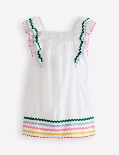 Boden Robes-Robe tissée à manches virevoltantes Ivoire doux