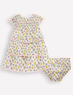 Boden Robes-Robe tissée à volants Rose ivoire doux
