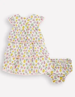Boden Robes-Robe tissée à volants Rose ivoire doux
