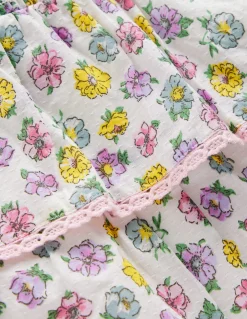 Boden Robes-Robe tissée à volants Rose ivoire doux