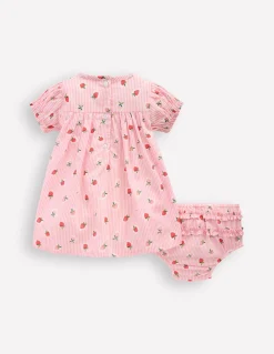 Boden Robes|Ensembles Assortis-Robe tissée froncée Rayé fraise rose