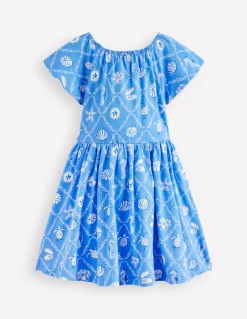 Boden Robes-Robe tournoyante à manches virevoltantes Sirènes bleu cabanon