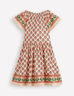 Boden Robes-Robe tournoyante à manches virevoltantes Motif floral xylographique multi