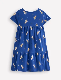 Boden Robes-Robe tournoyante Ariel en jersey Licornes bleu saphir