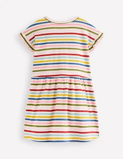 Boden Robes-Robe T-shirt en jersey Rayé acajou, rose et bleu