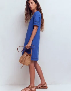 Boden Robes & Combinaisons|Robes Coupe Petite-Robe T-shirt Hattie en jersey Bleu denim