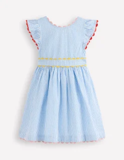 Boden Robes-Robe virevoltante à détails en zigzag Rayé bleu saphir
