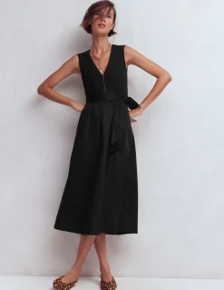 Boden Tenues De Travail|Midi-Robe zippée sur le devant en mélange de techniques Noir