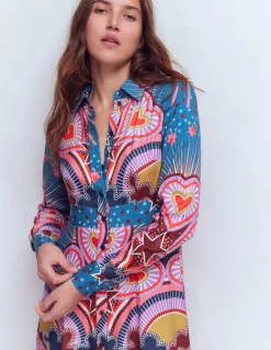 Boden Robes & Combinaisons|Longues-Robe-chemise à motif pêle-mêle et taille empire Multi, motif Starburst Heart