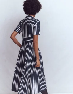 Boden Tenues De Travail|Robes & Combinaisons-Robe-chemise Bridget en point de Rome Bleu Marine/Ivoire