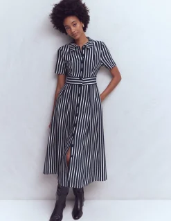 Boden Tenues De Travail|Robes & Combinaisons-Robe-chemise Bridget en point de Rome Bleu Marine/Ivoire