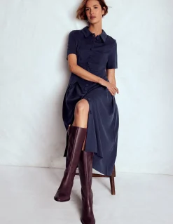 Boden Tenues De Travail|Robes & Combinaisons-Robe-chemise Bridget en point de Rome Bleu marine