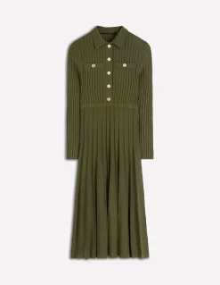 Boden Tenues De Travail|Robes & Combinaisons-Robe-chemise Brönte en maille côtelée Vert des bois