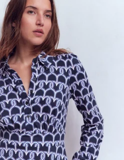 Boden Tenues De Travail|Robes & Combinaisons-Robe-chemise courte en jersey Orla Bleu marine foncé, motif Heart Link