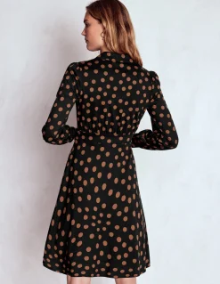 Boden Tenues De Travail-Robe-chemise courte en jersey Orla Brun roux, pois peints