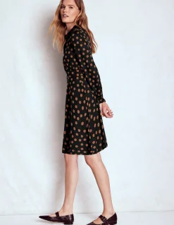 Boden Tenues De Travail-Robe-chemise courte en jersey Orla Brun roux, pois peints