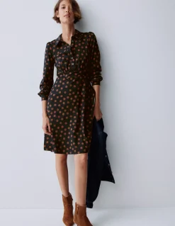 Boden Tenues De Travail-Robe-chemise courte en jersey Orla Brun roux, pois peints