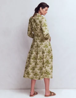 Boden Robes & Combinaisons|Longues-Robe-chemise longue Ellie en coton Motif Decorative Lattice vert
