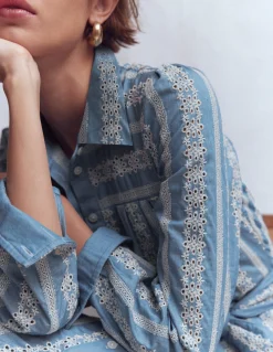 Boden Robes & Combinaisons|Robes Coupe Petite-Robe-chemise longue Ellie en coton Jean Brodé