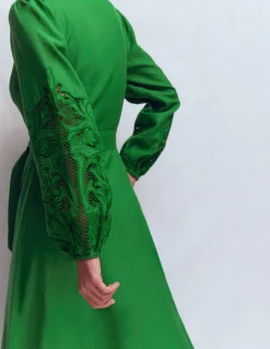 Boden Robes & Combinaisons|Longues-Robe-chemise Mae en lin mélangé Vert des Highlands