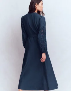 Boden Robes & Combinaisons|Longues-Robe-chemise Mae en lin mélangé Bleu marine