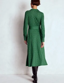 Boden Tenues De Travail|Robes & Combinaisons-Robe-chemise Marcia en jersey Vert chasseur, pois peints