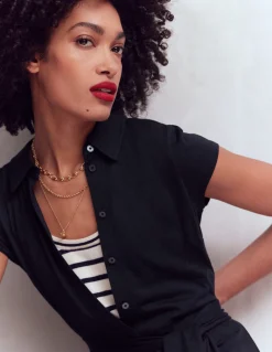 Boden Tenues De Travail|Robes & Combinaisons-Robe-chemise Marcia en jersey Bleu marine