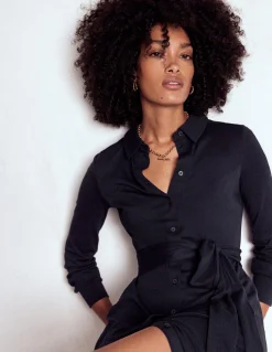 Boden Tenues De Travail|Robes & Combinaisons-Robe-chemise Marcia en jersey Bleu marine