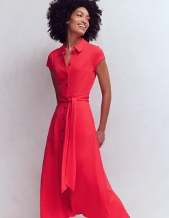 Boden Tenues De Travail|Robes & Combinaisons-Robe-chemise Marcia en jersey Rouge coquelicot