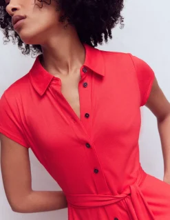 Boden Tenues De Travail|Robes & Combinaisons-Robe-chemise Marcia en jersey Rouge coquelicot