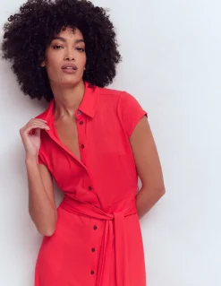 Boden Tenues De Travail|Robes & Combinaisons-Robe-chemise Marcia en jersey Rouge coquelicot
