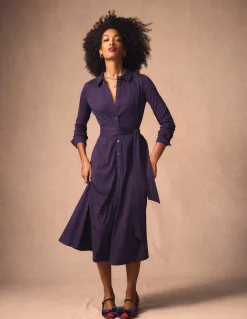 Boden Tenues De Travail-Robe-chemise Marcia en jersey Bleu marine foncé, pois peints