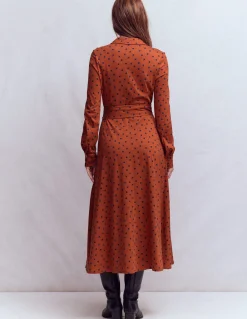 Boden Tenues De Travail|Midi-Robe-chemise Marcia en jersey Orange brûlé, pois bleu marine