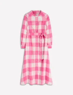 Boden Robes & Combinaisons|Longues-Robe-chemise Mollie en lin Vichy punch rose