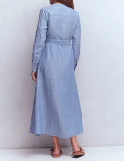 Boden Robes & Combinaisons|Longues-Robe-chemise Mollie en lin Bleu chambray