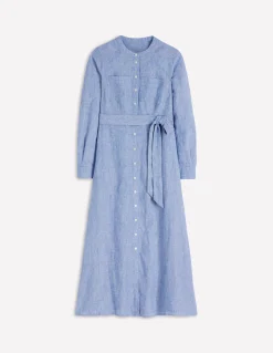 Boden Robes & Combinaisons|Longues-Robe-chemise Mollie en lin Bleu chambray