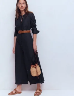 Boden Robes & Combinaisons|Longues-Robe-chemise Mollie en lin Bleu marine