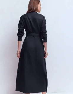 Boden Robes & Combinaisons|Longues-Robe-chemise Mollie en lin Bleu marine