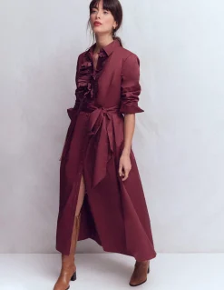 Boden Robes & Combinaisons|Longues-Robe-chemise plissée à volants Glycine profond