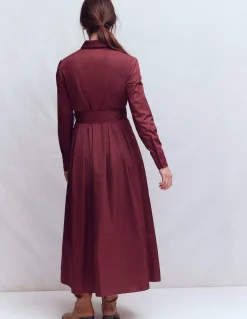 Boden Robes & Combinaisons|Longues-Robe-chemise plissée à volants Glycine profond