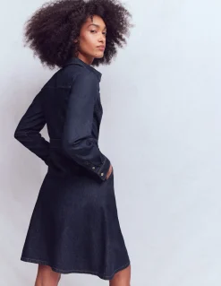Boden Robes & Combinaisons|Robes Coupe Petite-Robe-chemise virevoltante en jean Denim indigo