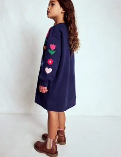 Boden Robes-Robe-sweat décontractée Oiseaux bleu marine universitaire