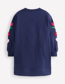 Boden Robes-Robe-sweat décontractée Oiseaux bleu marine universitaire