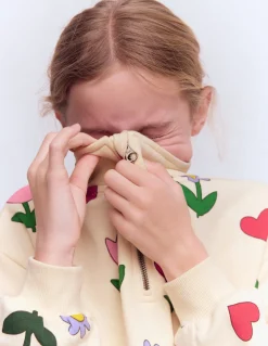 Boden Robes-Robe-sweat partiellement zippée Motif Sunflower Garden blanc calicot