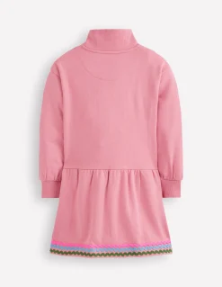 Boden Robes-Robe-sweat partiellement zippée Brume rose