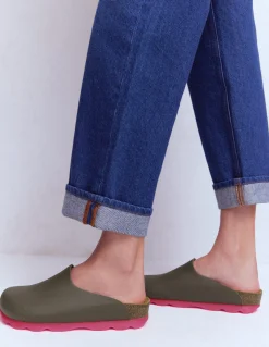 Boden Chaussures Plates|Sandales-Sabots colourblock Lyla Kaki/rose