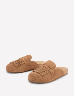 Boden Chaussures Plates-Sabots Etta façon mules avec franges Fauve