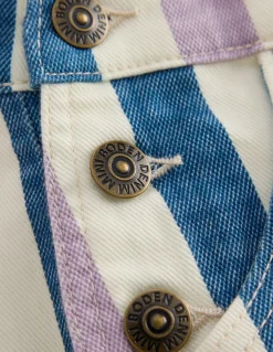 Boden Pantalons|Robes-Salopette courte Rayé violet/bleu marine